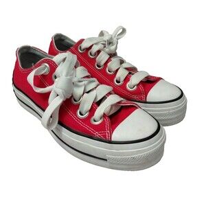 Converse All Star Chuck Taylor Platform Lift Shoes Womens Size 9 Red BIG LOGO